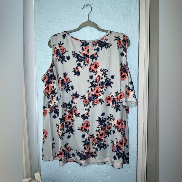 AllegGrace Women's Flowered Cold Shoulder Blouse - Picture 8 of 10